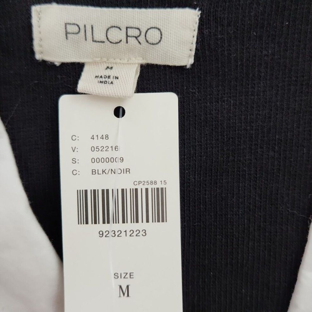 NWT Anthropologie Pilcro Collared Bodysuit, Black/White, Size M - Picture 8 of 12